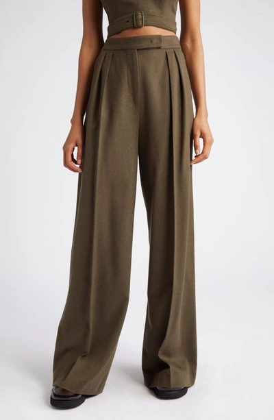 Shop Max Mara Werther Wide Leg Wool Trousers In Camel