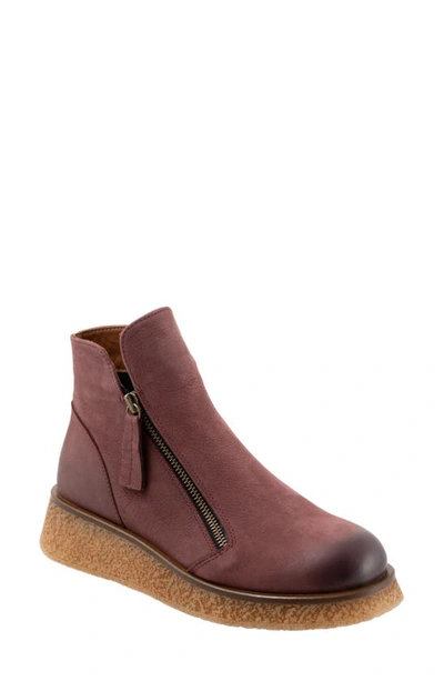 Shop Bueno Phoenix Zip Bootie In Dark Wine Nubuck