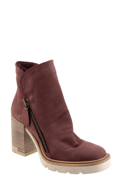 Shop Bueno Elliott Block Heel Bootie In Dark Wine Nubuck