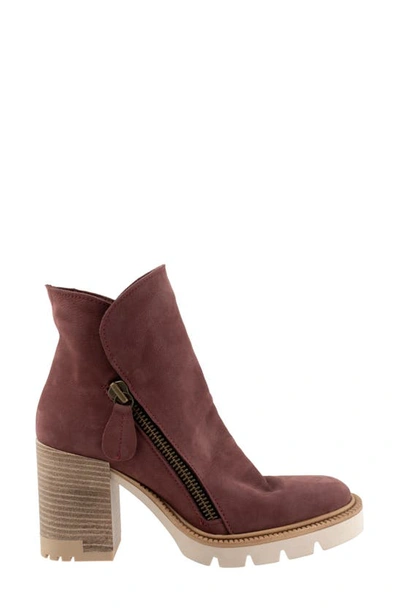 Bueno Elliott Block Heel Bootie In Dark Wine Nubuck