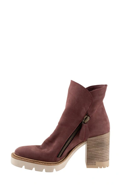 Shop Bueno Elliott Block Heel Bootie In Dark Wine Nubuck