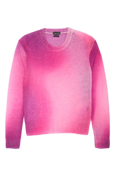 Shop Tom Ford Dégradé Crewneck Mohair Blend Sweater In Hot Pink
