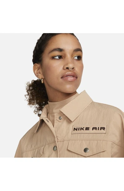 Shop Nike Sportswear Air Mod Crop Jacket In Hemp/ Baroque Brown