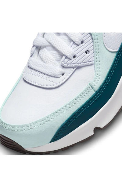Shop Nike Kids' Air Max 90 Ltr Sneaker In White/ White/ Jade/ Geode Teal