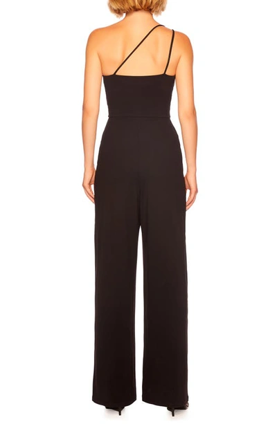 Susana Monaco Double String One-shoulder Wide Leg Jumpsuit In Black