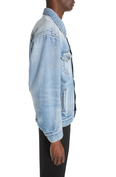 Shop Saint Laurent Oversize Cocoon Denim Trucker Jacket In Plain Lake Medium Bl