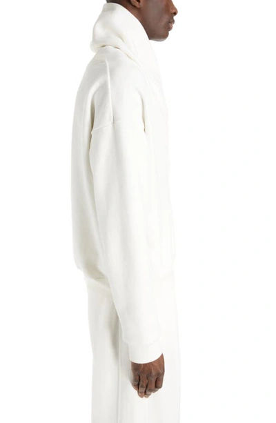 Shop Saint Laurent Drape Neck Cotton Molleton Sweatshirt In Biancospino