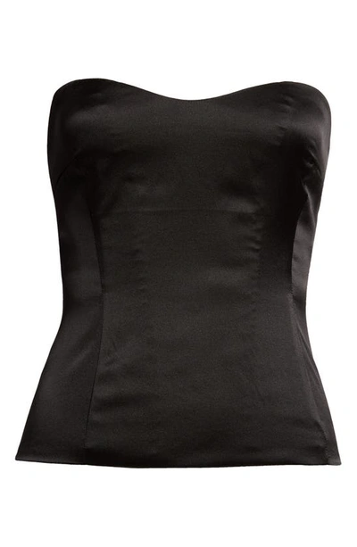 Shop Retroféte Mads Stretch Silk Bustier Top In Black
