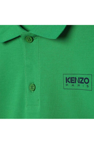 Shop Kenzo Kids' Cotton Piqué Polo In Lime