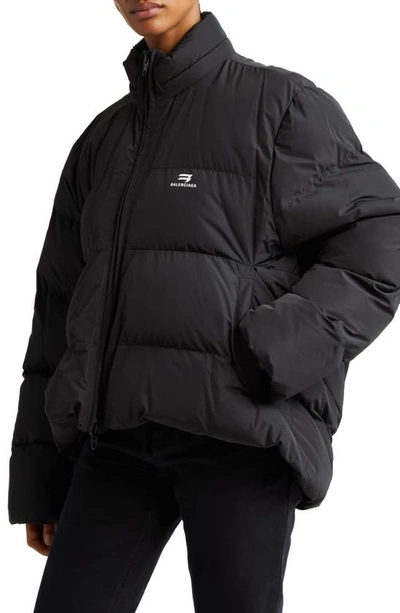 Shop Balenciaga C-shape Puffer Jacket In Black