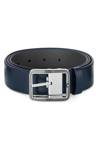 Shop Montblanc Reversible Leather Belt In Blue