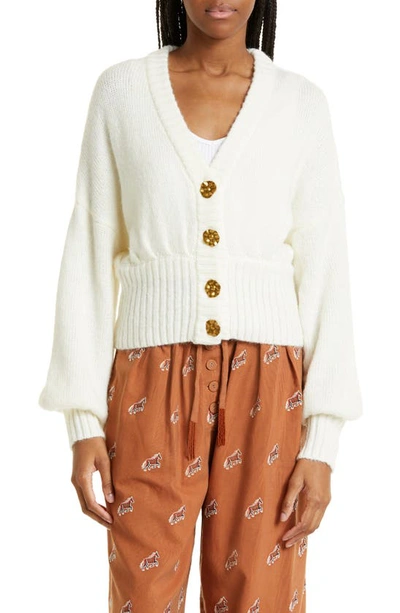 Shop Farm Rio Balloon Sleeve Cardigan In Off-white