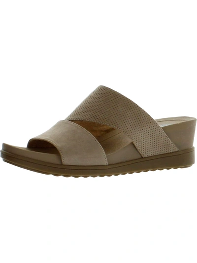 Shop Dr. Scholl's Shoes Goldie Slide Womens Faux Suede Slip On Wedge Sandals In Grey