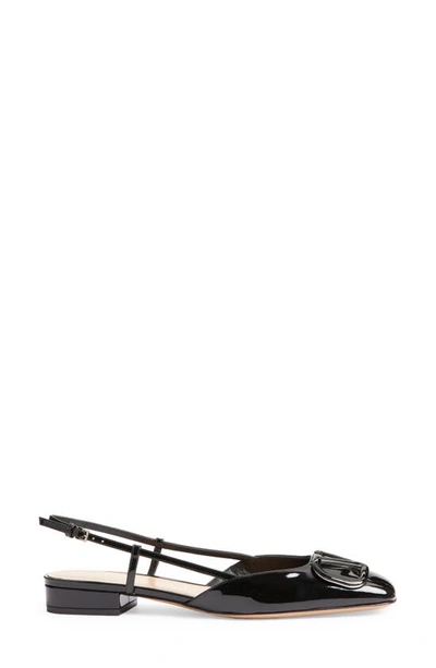 Valentino Garavani Vlogo Signature Patent Leather Slingback 20mm Woman Black 42 In Black