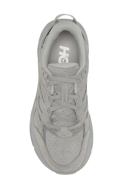 Shop Hoka Gender Inclusive Clifton L Suede Sneaker In Limestone / Limestone