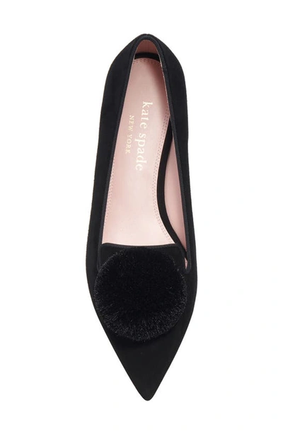 Shop Kate Spade Amour Pompom Pointed Toe Flat In Black