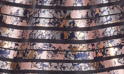 Shop Iris & Ivy Kids' Shadow Stripe Jacquard Illusion Neck Dress In Navy