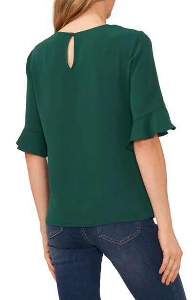 Shop Cece Ruffle Cuff Blouse In Alpine Green