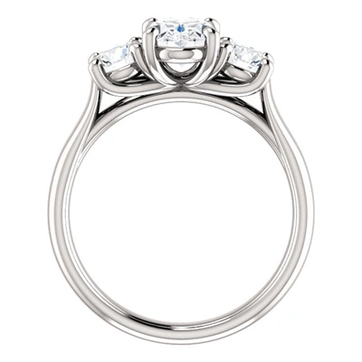 Pompeii3 1 3/4 Ct Moissanite & Lab Grown Diamond 3 Stone Engagement Ring 10k White Gold In Multi