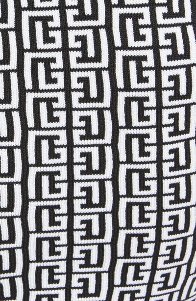 Shop Balmain Monogram Wool Blend Knit Dress In Ejc Black Multi
