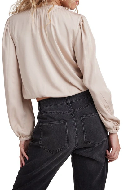 Shop Bella Dahl Shirred Satin Bubble Top In Ivory Champagne