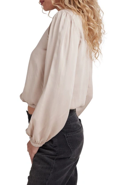 Shop Bella Dahl Shirred Satin Bubble Top In Ivory Champagne