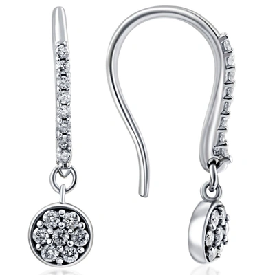 Pompeii3 Vs 3/8ct Diamond Hoops Pave Dangle Earrings 18k White Gold 1" Tall In Multi
