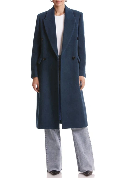 Shop Avec Les Filles Double Breasted Overcoat In Deep Teal
