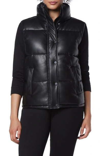 Shop Marc New York Performance Faux Leather Puffer Vest In Black