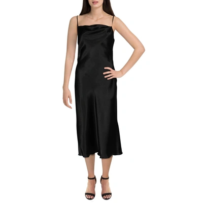 Shop Bebe Womens Sateen Midi Slip Dress In Black