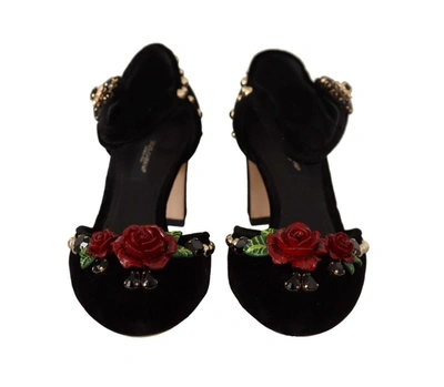 Shop Dolce & Gabbana Embellished Ankle Strap Heels Sandals Women's Shoes In Black