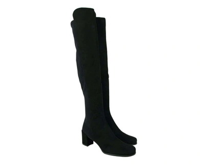 Stuart Weitzman Women's Suede With Elastic Back Heel Knee High Boot In Black
