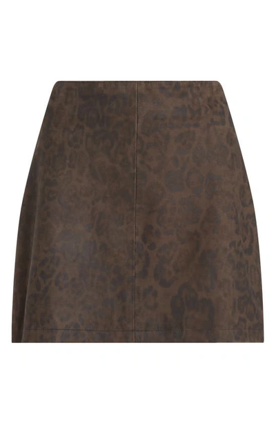 Shop Allsaints Lila Leo Leather Miniskirt In Brown