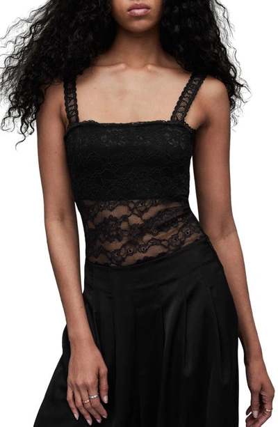Shop Allsaints Charlie Sleeveless Lace Bodysuit In Black