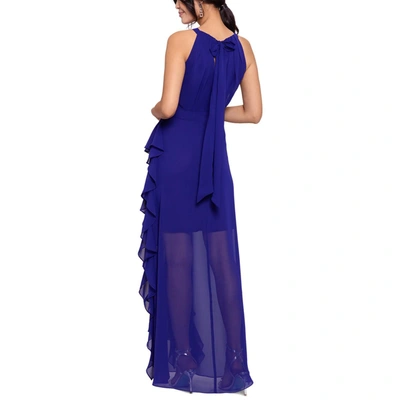 Shop Betsy & Adam Petites Womens Halter Maxi Evening Dress In Blue