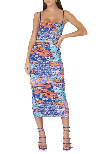 Shop Afrm Hazel Snake Print Ruched Dress In Floral Collage