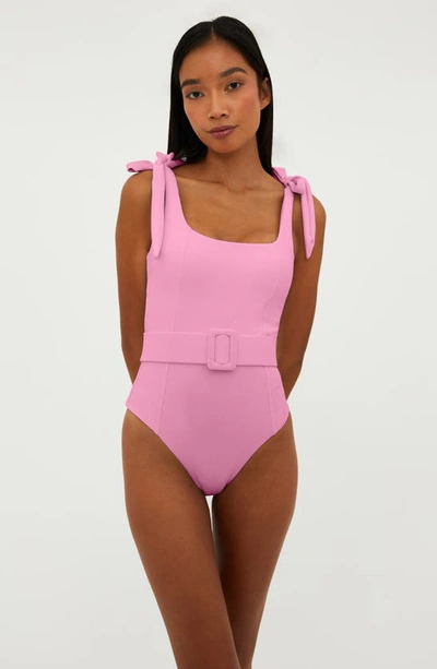 Shop Beach Riot Sydney Belted One-piece Swimsuit In Prism Pink