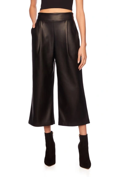 Shop Susana Monaco Faux Leather Crop Wide Leg Pants In Black