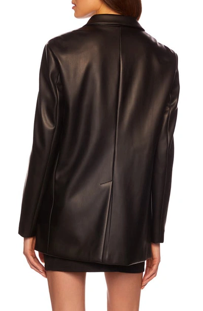 Shop Susana Monaco Faux Leather One-button Boyfriend Blazer In Black