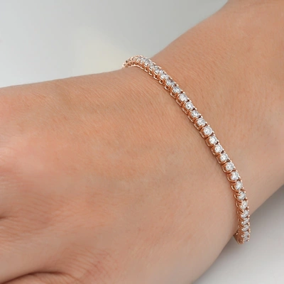 Pompeii3 5 Carat Tw Round Cut Lab Grown Diamond Tennis Bracelet 14k Yellow Gold Lab Grown In Multi