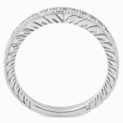 Pompeii3 1/5ct Diamond Vintage Womens Wedding Ring Stackable 14k White Gold Band In Multi