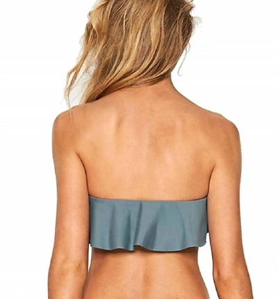 Shop Laundry By Shelli Segal Lynn Sensual Solids Swimsuit Bandeau Ruffle Top In Slated Glass Gray In Green