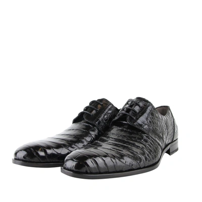 Shop Mezlan Men's Derby Lace Up Crocodile Dress Shoes In Black