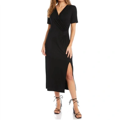 Shop Karen Kane Faux Wrap Midi Dress In Black