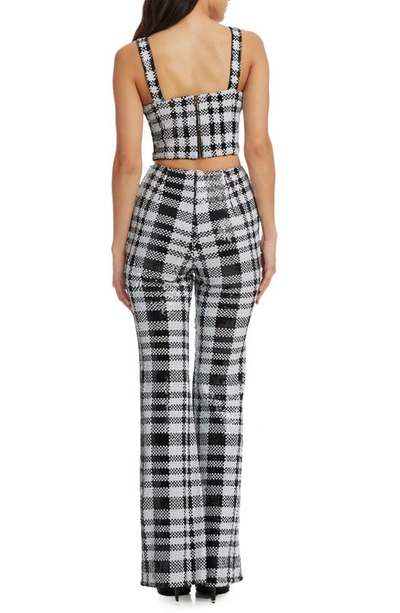 Shop Dress The Population Jackson Plaid Bustier Crop Top & Pants In Black-white