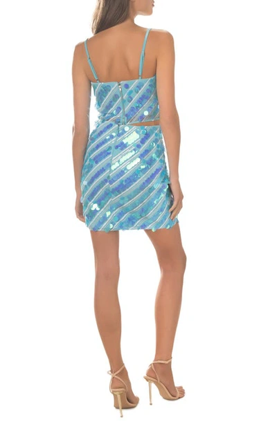 Shop Dress The Population Lexi Paillette Crop Top & Miniskirt In Sky Multi
