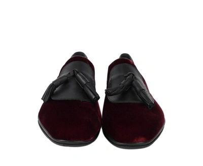 Shop Ferragamo Men's Velvet Tassel Loafer In Red