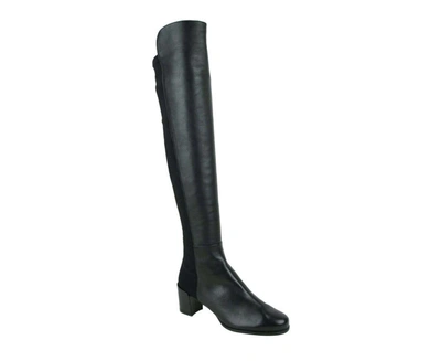 Stuart Weitzman Womens Mid Black Nappa Leather With Elastic Back Heel Knee Boot In Black