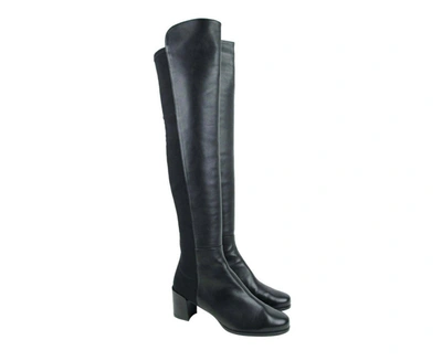 Stuart Weitzman Womens Mid Black Nappa Leather With Elastic Back Heel Knee Boot In Black