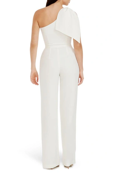 Shop Dress The Population Tiffany One-shoulder Jumpsuit In Off White